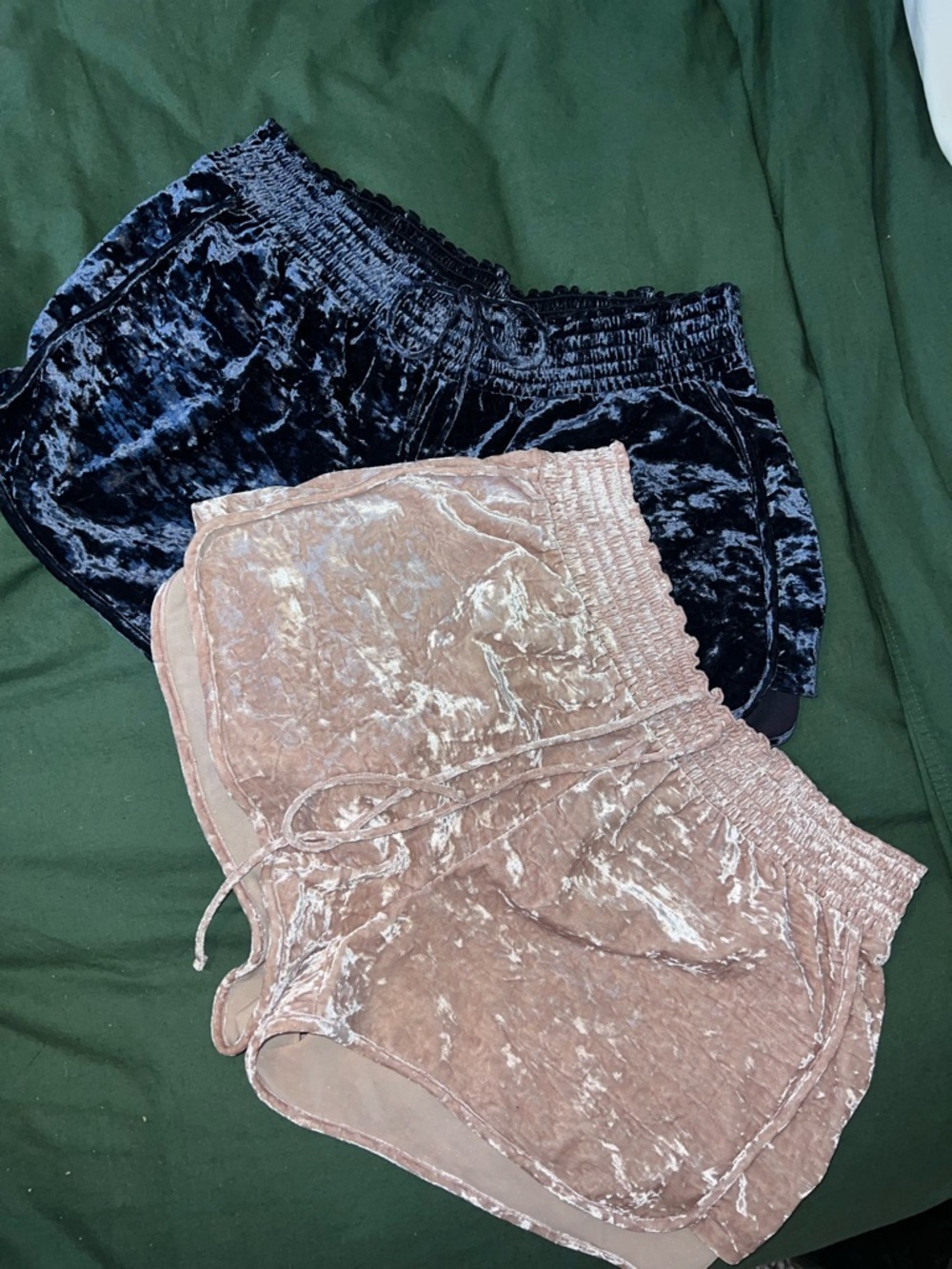 Velvet Crushed Pull-On Shorts Duo - Blush and Blue